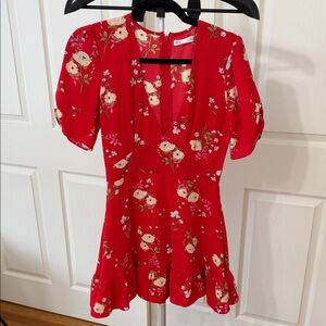 Floral Red Mini Dress
